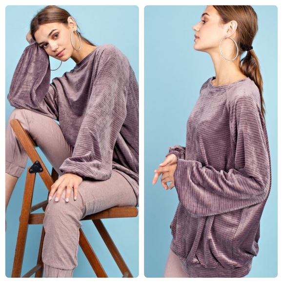 LAST 2️⃣ Oversized Velvet Crew Neck Pullover - Picture 7 of 8